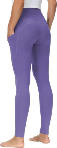 Vista 2 de The Gym People - Pantalones deportivos gruesos de tiro alto, con bolsillos y control de abdomen, leggings para entrenar, correr, hacer yoga