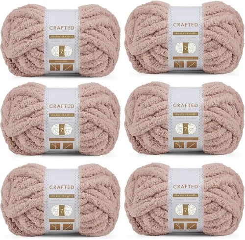 Vista 55 de Crafted By Catherine Hilo de Chenille Grueso - Paquete de 2 (8 oz / 227 g, 31.7 Yardas Cada Madeja), Beige, Calibre 7 Jumbo