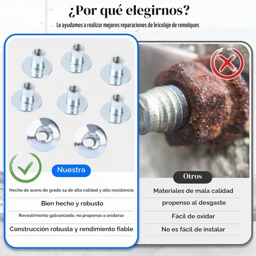 Vista 5 de Tuerca de cabeza abombada Torx de barril de 5/16" para pestillo de puerta de remolque de carga - Herrajes para puerta de remolque de carga