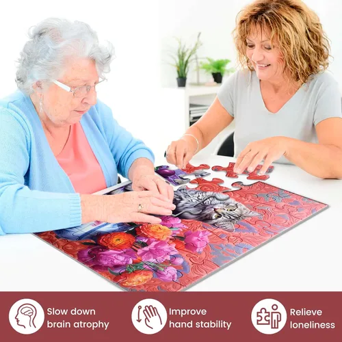 Vista 6 de Paquete de 4 rompecabezas de 24 piezas grandes, productos y actividades para personas mayores con demencia, Alzheimer, juego cognitivo de Alzheimer