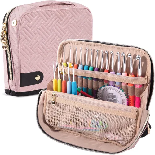 Vista 8 de MYBAGZING Estuche para Ganchos de Ganchillo con Juego de 14 Ganchos de Ganchillo de Tamaño 2 mm (B) - 10 mm (N) Ganchos de Ganchillo Ergonómicos