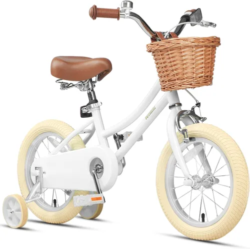 Vista 36 de Petimini Vintage Kids Bike for Girls, 12–20 Inch Classic Bicycle with Wicker Basket & Bell, High Tensile Steel Frame, Training Wheels (12–18”), 85%
