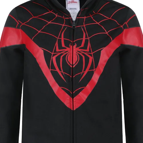 Vista 3 de Marvel Miles Morales Spider-Man - Sudadera con capucha y cremallera para niños pequeños y grandes - NegroRojo