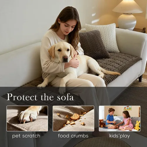 Vista 3 de Fundas de sofá para sofá de 3 cojines, aptas para mascotas, funda de sofá antideslizante lavable