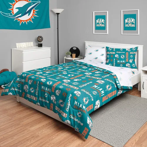 Vista 37 de FOCO Juego de ropa de cama unisex para adultos con logotipo del equipo de la NFL, sábanas y fundas de almohada, juego de ropa de cama de 5 piezas