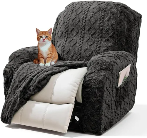 Vista 16 de vctops 6 Piezas Fundas de Sofá Reclinable Loveseat de Felpa con Jacquard Geométrico Suaves Peludas Esponjosas Protector de Muebles Antideslizante