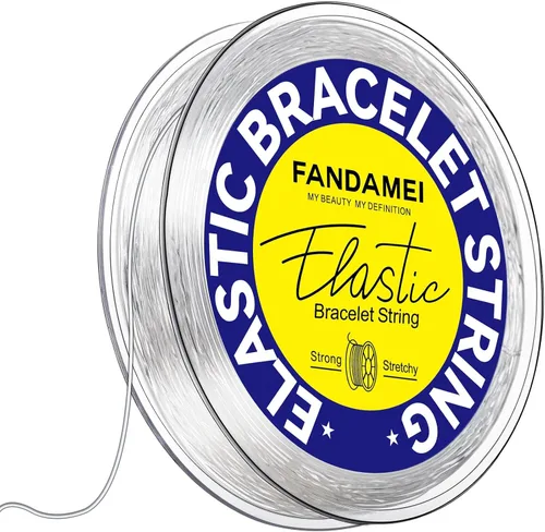 Vista 8 de FANDAMEI Cordón elástico de 0.020 in, cordón elástico de cuentas de cristal para hacer joyas, cordón elástico transparente para abalorios, hilo