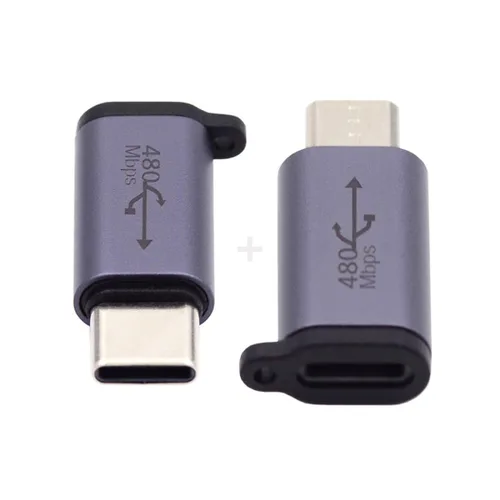 Vista 7 de chenyang Paquete de 2 USB 2.0 USB C/Micro USB macho a 8P hembra 480Mbps transferencia de datos 12W 5V 2.4A adaptador convertidor de carga