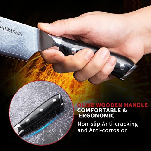 Vista 51 de Cuchillo de chef de 6 pulgadas, cuchillos de cocina, deshuesado de acero inoxidable alemán de alto carbono, cuchillo profesional para carne, aves