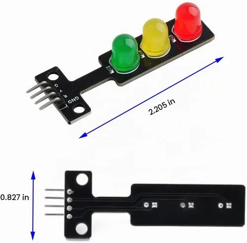 Vista 2 de Mini módulo de pantalla LED de semáforo DC5V módulo LED rojo, amarillo y verde, con cable Dupont F/M F/F para Arduino Micro:Bit (paquete de 5)