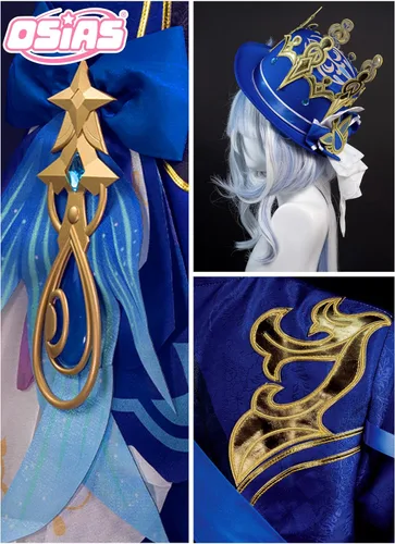 Vista 4 de Genshin Impact Cosplay Furina - Conjunto de disfraz de cosplay de forma blanca