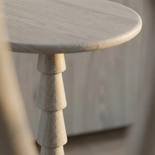 Vista 4 de Relso Sakala Mesa de Bebidas de Madera Maciza de Mango - 24 Pulgadas de Alto, Elegante Mesa Lateral, Mesa Terminal Moderna para Sala de Estar