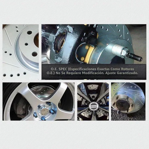 Vista 3 de Kit completo de rotores de freno con hendiduras y tornillos y almohadillas cerámicas para Mini Cooper 2003–2006.