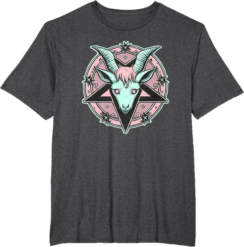 Vista 59 de Camiseta Kawaii Paste Creepy Goat Pentacle, Negro