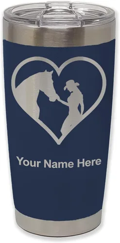Vista 19 de LaserGram Vaso aislado al vacío de 20 onzas, corazón de vaquera de caballo, grabado personalizado incluido (negro)