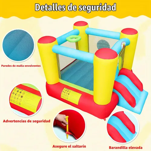 Vista 5 de WELLFUNTIME - Castillo hinchable con tobogán, castillo para saltar para niños con soplador, castillo hinchable de 100x77x63 Pulgadas
