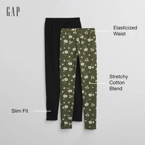 Vista 2 de GAP Paquete de 2 pantalones de leggings de jersey para niña