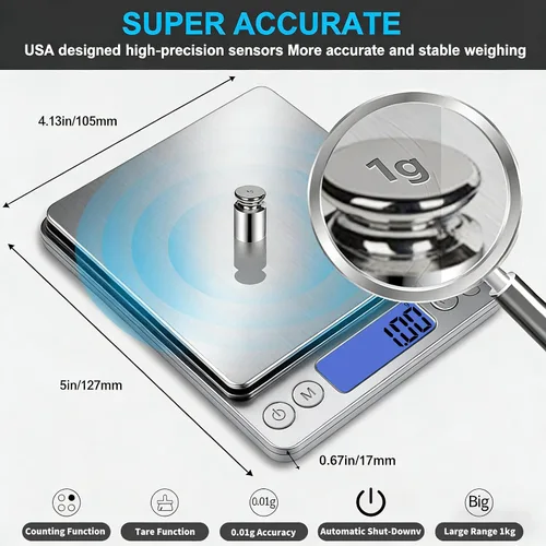 Vista 3 de Báscula digital de gramos, 35.27 oz/0.00 oz, báscula para alimentos y gramos, báscula de cocina con carga USB mejorada para cocinar, hornear