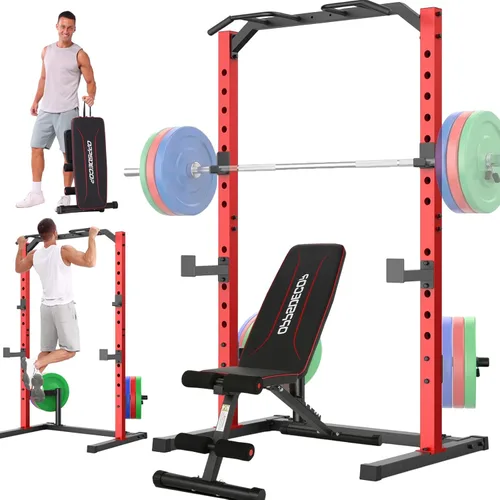 Vista 8 de OPPSDECOR Power Cage Power Rack, Multi-Functional Weight Cage with More Training Attachments, Heavy-Duty Construction Squat Rack for Home Gym