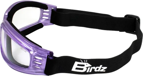 Vista 4 de 2 pares de lentes Birdz Eyewear Cardinal para mujer, acolchadas, flotantes, para motocicleta, montura rosa y lentes transparentes con montura morada