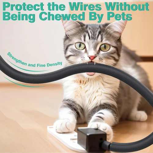 Vista 3 de UOMTFAI Protector de Cable para Perros y Gatos 3.05m - 1/2 pulgada, Funda Flexible para Cables para una Fácil Gestión de Cables, Protege los Cables