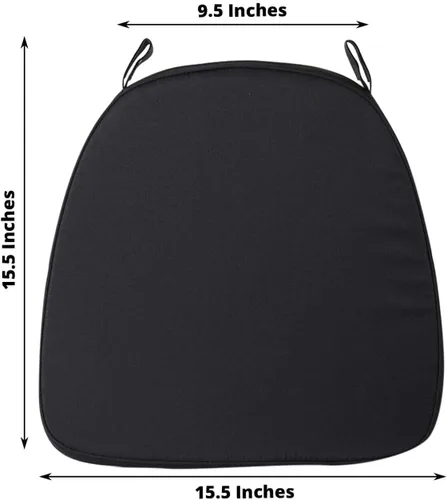 Vista 3 de Efavormart Cojín de 2" de espesor para silla Chiavari en negro, cojín de asiento de espuma con efecto memoria con lazos y funda extraíble