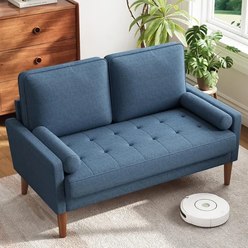 Vista 15 de Vesgantti Sofá de dos plazas con patas de madera maciza, sofás pequeños de 48 pulgadas para espacios pequeños, asiento de dos plazas para sala