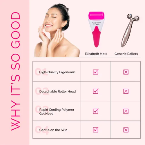 Vista 5 de Elizabeth Mott Rodillo de hielo para rostro y ojos, masajeador facial refrescante para reducir la hinchazón, bolsas debajo de los ojos