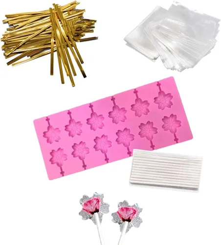 Vista 11 de Juego de moldes de silicona con 12 capacidades distintas; moldes para piruletas y caramelos duros de chocolate con 60 palitos de chupachups