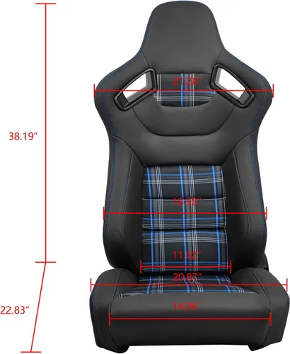 Vista 5 de IKON MOTORSPORTS, Asientos universales para vehículos de carreras de microfibra de poliuretano + cuero de carbono, con deslizadores de doble