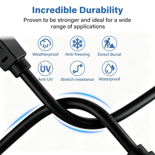 Vista 2 de Cable Ethernet de 10 pies para Cat6/Cat5E, 10 Gbps compatible con Cat8/Cat7, cable de red 24AWG para interiores y exteriores, entierro directo