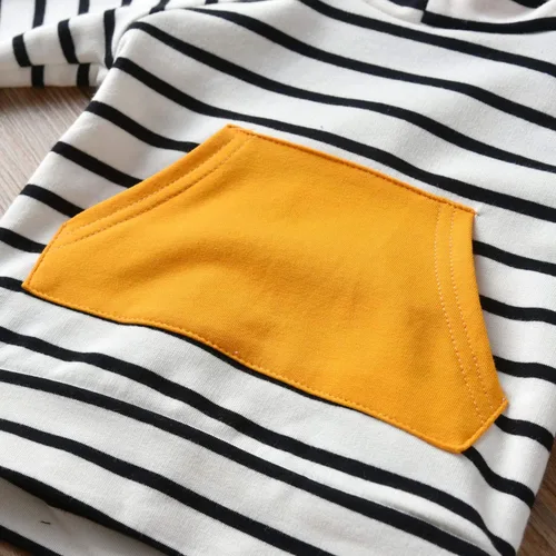 Vista 4 de Conjunto de sudadera con capucha de manga larga a rayas para bebés y niños pequeños
