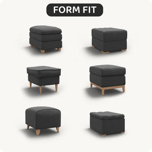 Vista 4 de PAULATO BY GA.I.CO. Funda otomana para taburete, funda de tela de poliéster suave, protector elástico de muebles de 1 pieza, colección de Negro