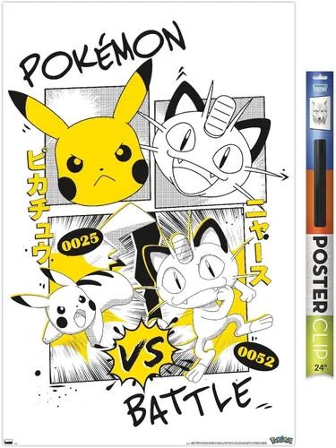 Vista 13 de Trends International Pokémon - Póster de pared de anime de batalla, 22.4 pulgadas de largo x 14.7 pulgadas, versión enmarcada de madera de granero
