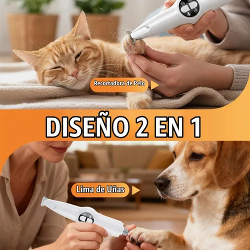 Vista 2 de Mcbazel Cortadora de uñas y microprecisión 2 en 1 para mascotas, multifuncional, recargable, con luz LED, para patas, ojos, orejas, glúteos