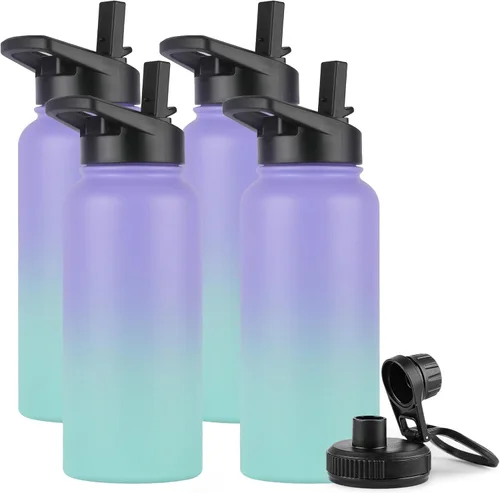 Vista 69 de DOMICARE Botella de agua para niños de 16 onzas para la escuela, de acero inoxidable, con aislamiento al vacío de doble pared, botella de agua