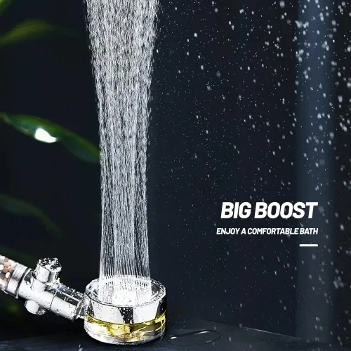 Vista 7 de MineralStream - Cabezal de ducha de mano de alta presión Turbo con piedras minerales para filtración, perfecto para cabello seco y piel, cabezal