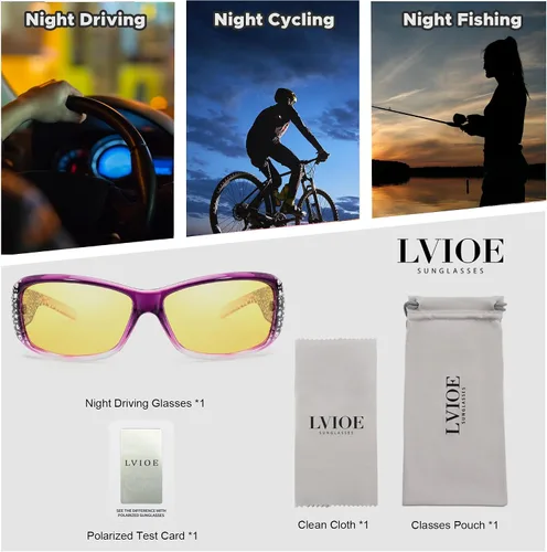 Vista 6 de LVIOE Gafas de sol polarizadasgafas de conducción de visión nocturna para mujeres LN010