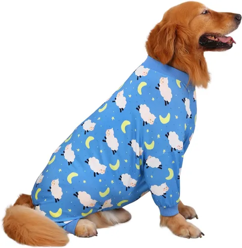 Vista 15 de HDE Pijama de una pieza para perro, ligero, para perros M-3XL, estrellas fantasmales, talla S