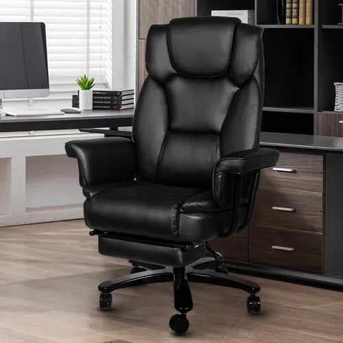 Vista 2 de Silla de oficina reclinable con reposapiés, sillas de escritorio de oficina en casa grandes y altas, 400 libras con respaldo alto, asiento ancho