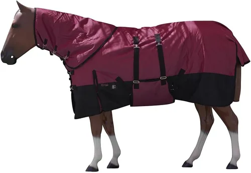 Vista 9 de HILASON 1200D Manta de invierno impermeable para caballo con cubierta para el cuello y envoltura para el vientre Mantas de participación