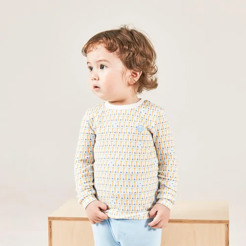 Vista 2 de moimoln Pijama de algodón suave para bebés y niñas pequeñas con estampado de flores modales, manga larga, ajuste ceñido