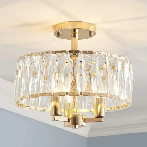 Vista 19 de AGV LIGHTING CL003F - Lámpara de techo de cristal K9, moderna lámpara de techo semiempotrada, perfecta para sala de estar, dormitorio, comedor, D13