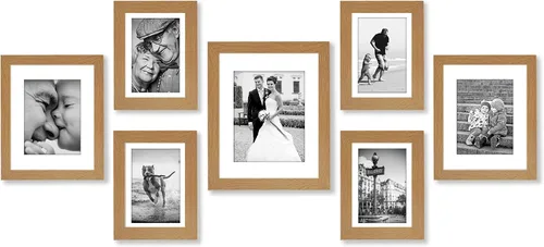 Vista 24 de Americanflat Juego de 10 marcos de fotos con vidrio inastillable, juego de marcos de pared para galería con dos marcos de 8 x 10, cuatro de 5 x 7