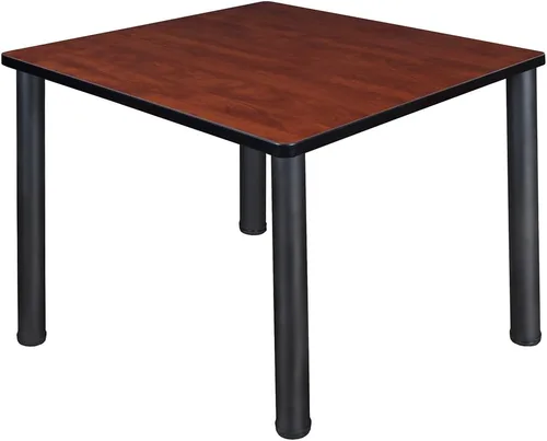 Vista 19 de Regency Kee - Mesa cuadrada pequeña para sala de descanso de 30 pulgadas, parte superior de cerezo, patas negras