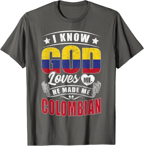 Vista 29 de Camiseta Colombia Flag God Loves Me Funny Colombians, Negro