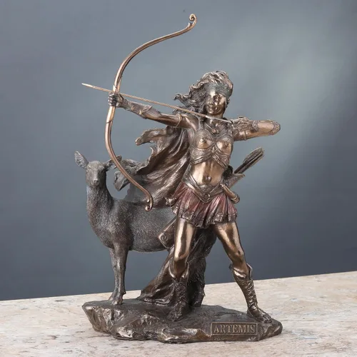 Vista 4 de Veronese Design 12 1/4 pulgadas Artemis Diosa de la caza y el desierto Escultura griega de resina fundida en frío con acabado de bronce