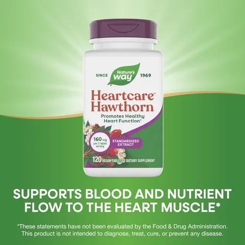 Vista 4 de Nature's Way Extracto de espino para el cuidado del corazón, apoya la función cardíaca saludable*, 120 tabletas