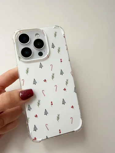 Vista 4 de Funda minimalista con diseño de árbol de Navidad y bayas de caramelo compatible con iPhone 15 Pro, bonita funda de Navidad para iPhone 15 Pro
