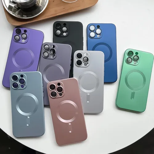Vista 6 de Funda magnética para iPhone 13 Pro MagSafe con protector de lente de cámara, funda completa de protección delgada y suave, a prueba de golpes
